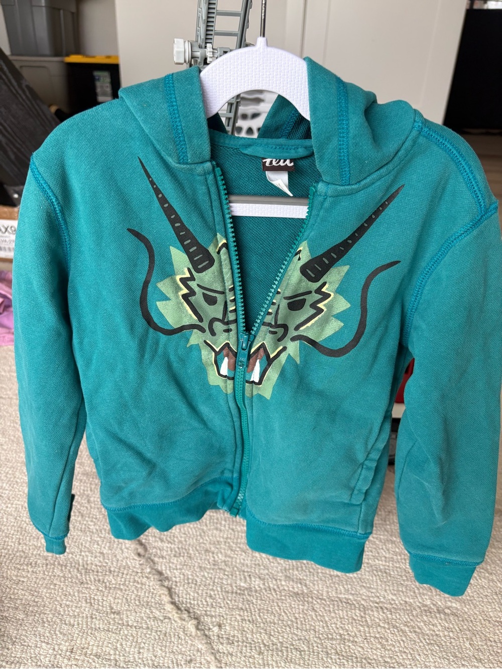 TEA COLLECTION | Teal Dragon Zip Hoodie - GUC